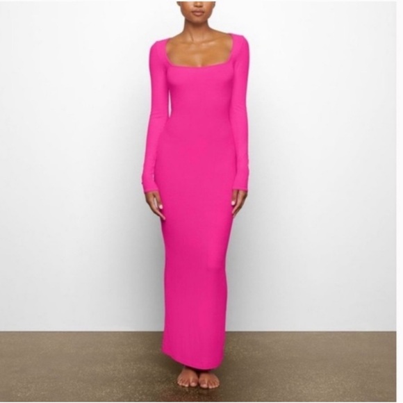 SKIMS Dresses & Skirts - SKIMS hot pink ribbed maxi